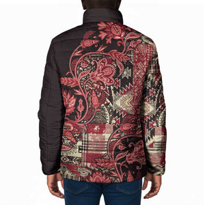 Africa Floral mix Maasai Shuka Padded Jacket Red Moitf