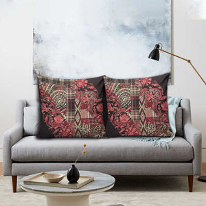 Africa Floral mix Maasai Shuka Pillow Cover Red Moitf