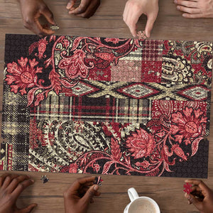Africa Floral mix Maasai Shuka Puzzle Red Moitf