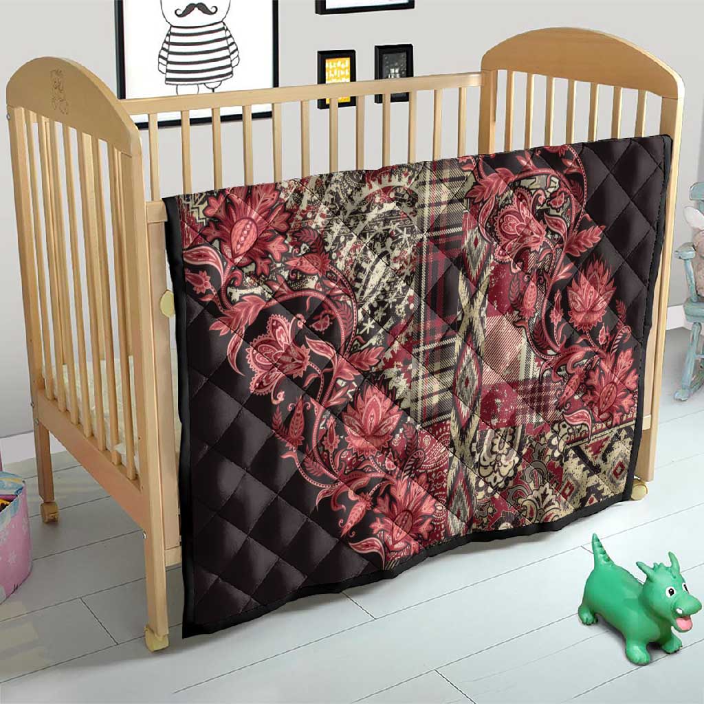 Afro Floral mix Maasai Shuka Quilt Red Moitf