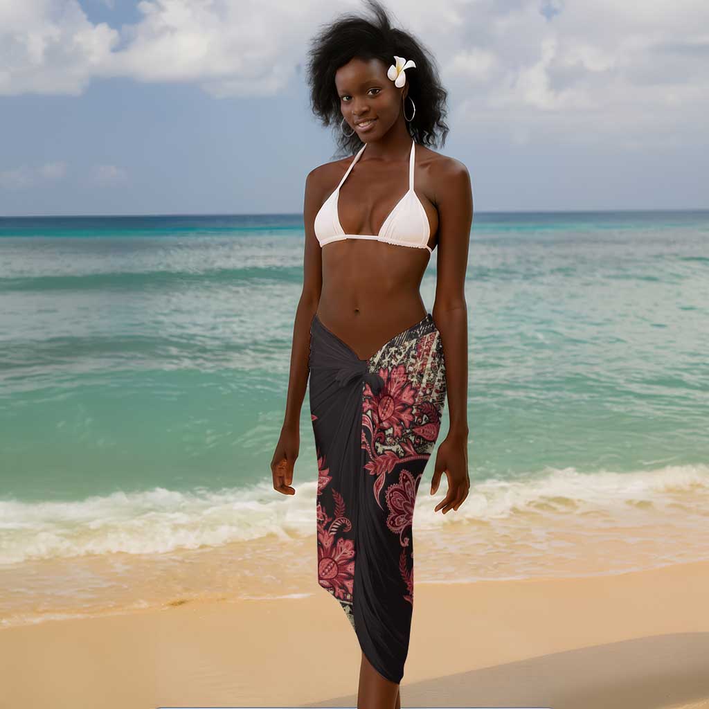 Afro Floral mix Maasai Shuka Sarong Red Moitf