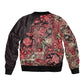 Afro Floral mix Maasai Shuka Sleeve Zip Bomber Jacket Red Moitf