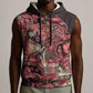 Afro Floral mix Maasai Shuka Sleeveless Zip Hoodie Red Moitf - African Pride