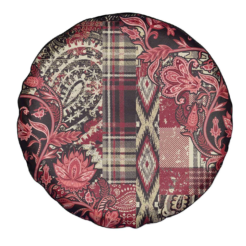 Afro Floral mix Maasai Shuka Spare Tire Cover Red Moitf
