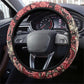 Afro Floral mix Maasai Shuka Steering Wheel Cover Red Moitf