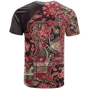 Afro Floral mix Maasai Shuka T shirt Red Moitf
