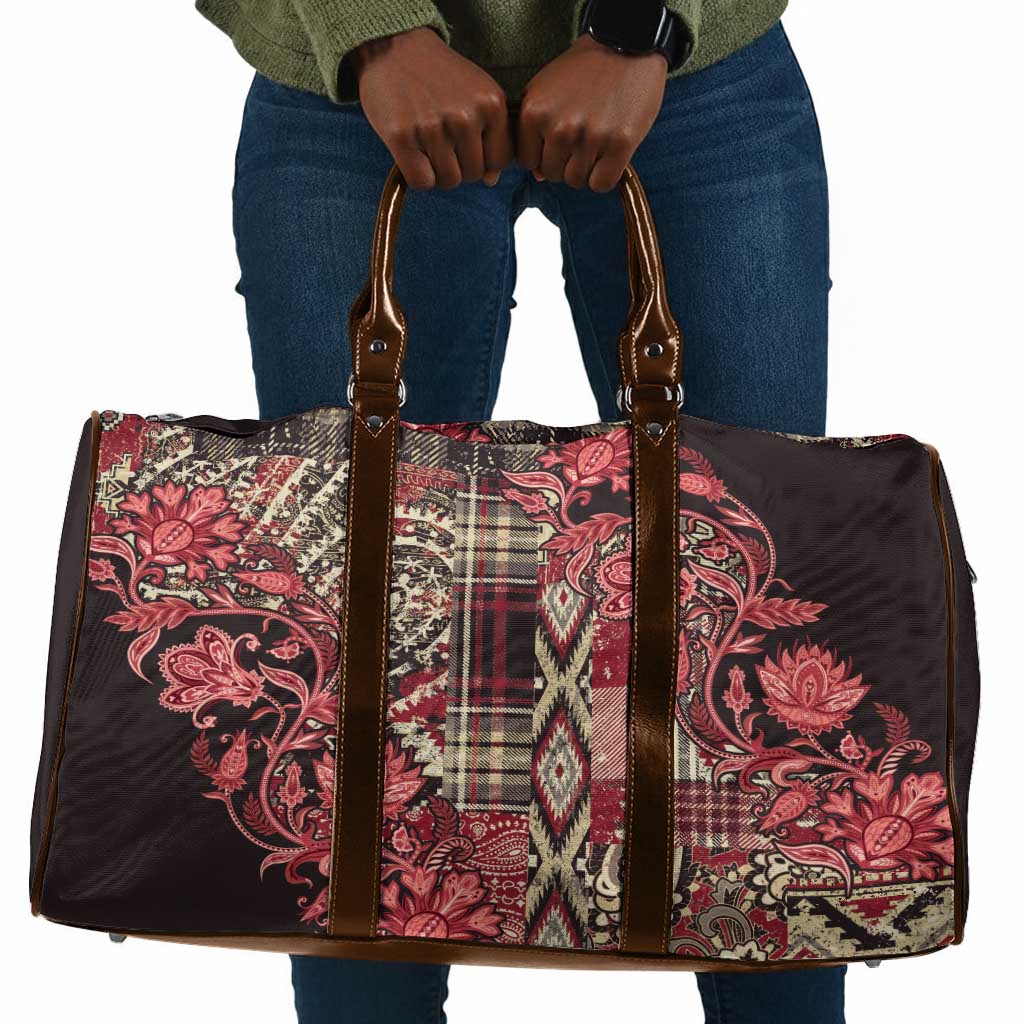 Africa Floral mix Maasai Shuka Travel Bag Red Moitf