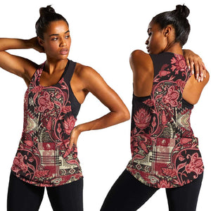Afro Floral mix Maasai Shuka Women Racerback Tank Red Moitf