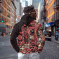 Afro Floral mix Maasai Shuka Zip Hoodie Red Moitf