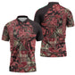 Africa Floral mix Maasai Shuka Zipper Polo Shirt Red Moitf