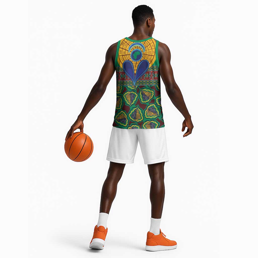 Afro Pattern Traditional Kanga Style Basketball Jersey - African Pride