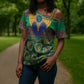African Pattern Traditional Kanga Style Cross Shoulder Shirt