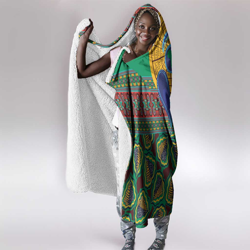 Afro Pattern Traditional Kanga Style Hooded Blanket