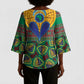 African Pattern Traditional Kanga Style Kimono Sleeve Blouse