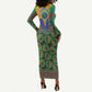 Afro Pattern Traditional Kanga Style Long Sleeve Bodycon Dress LT9
