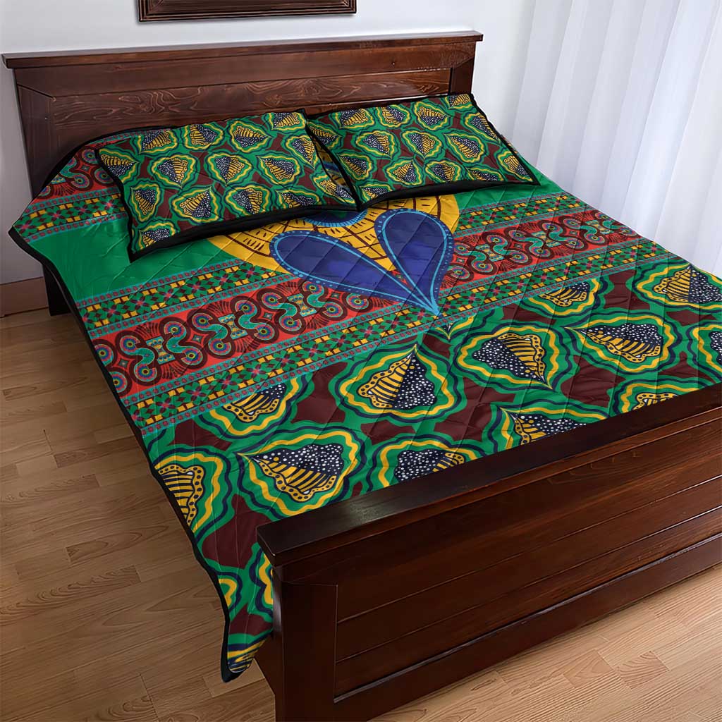 Afro Pattern Traditional Kanga Style Quilt Bed Set