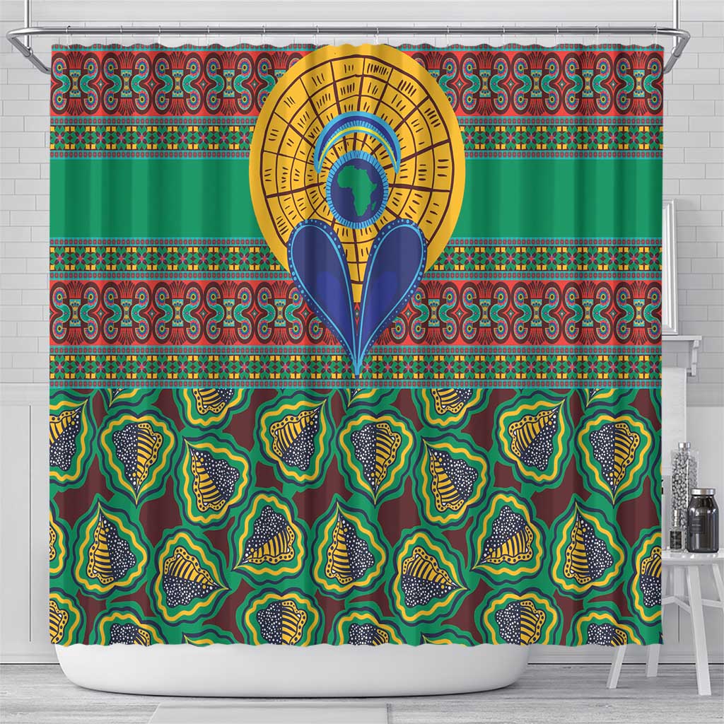 Afro Pattern Traditional Kanga Style Shower Curtain