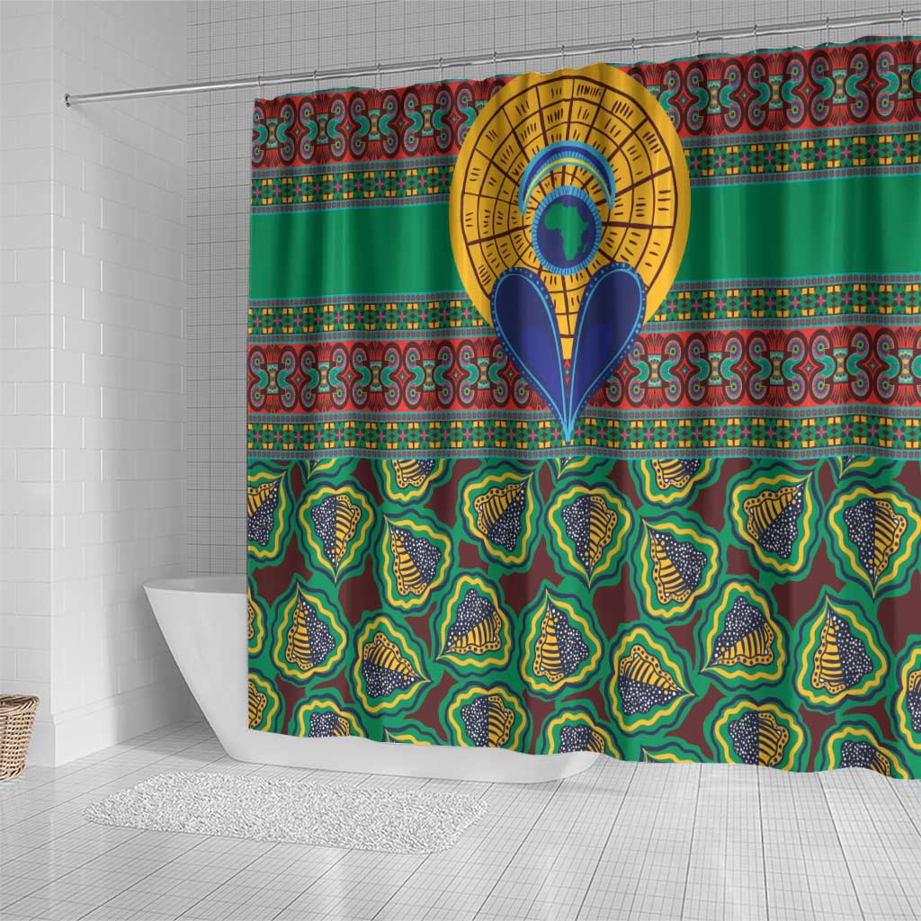 Afro Pattern Traditional Kanga Style Shower Curtain