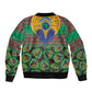 Afro Pattern Traditional Kanga Style Sleeve Zip Bomber Jacket