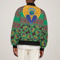 Afro Pattern Traditional Kanga Style Sleeve Zip Bomber Jacket