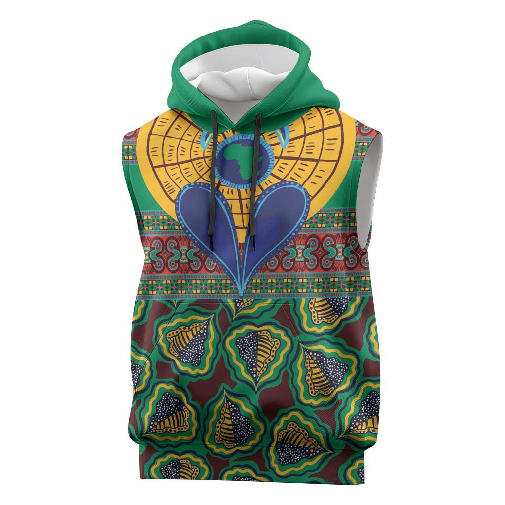 Afro Pattern Traditional Kanga Style Sleeveless Hoodie - African Pride