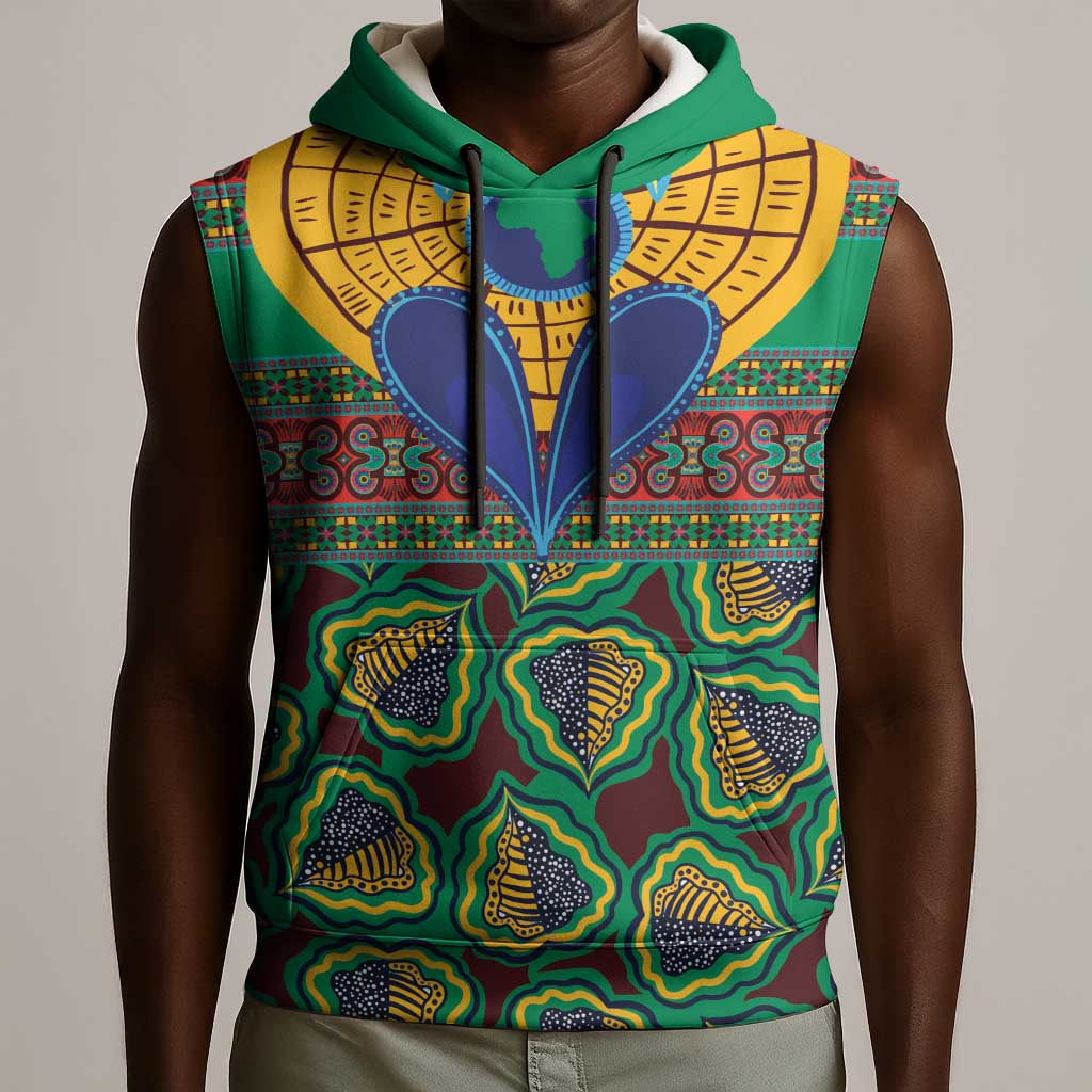 Afro Pattern Traditional Kanga Style Sleeveless Hoodie - African Pride