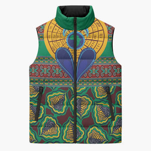 African Pattern Traditional Kanga Style Sleeveless Puffer Jacket