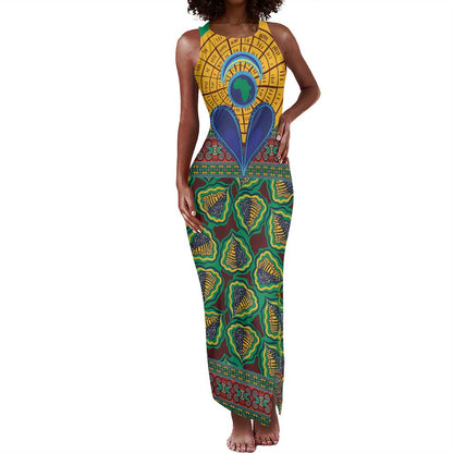Afro Pattern Traditional Kanga Style Tank Maxi Dress