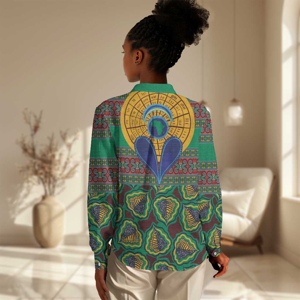 Afro Pattern Traditional Kanga Style Women Casual Shirt LT9