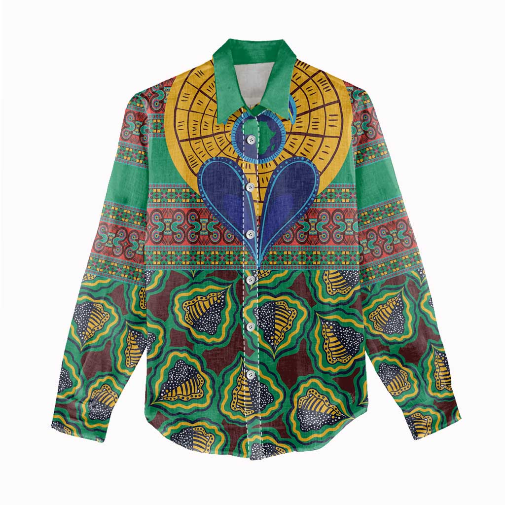 Afro Pattern Traditional Kanga Style Women Casual Shirt LT9