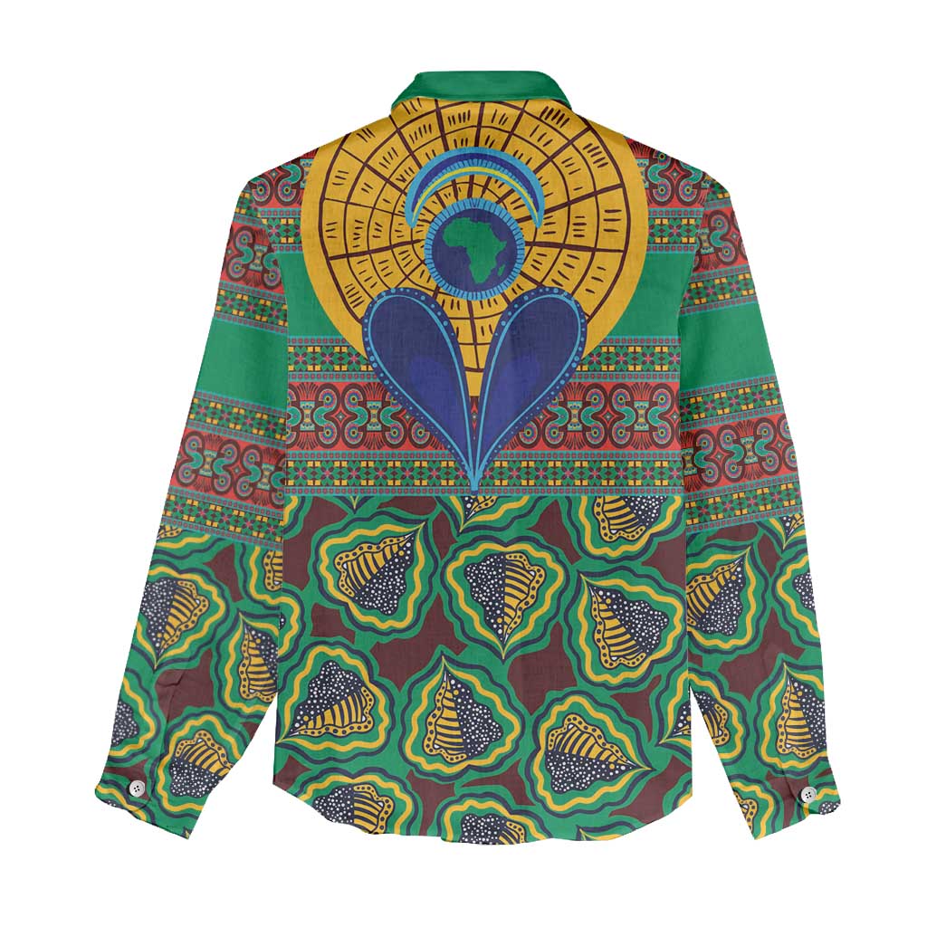Afro Pattern Traditional Kanga Style Women Casual Shirt LT9