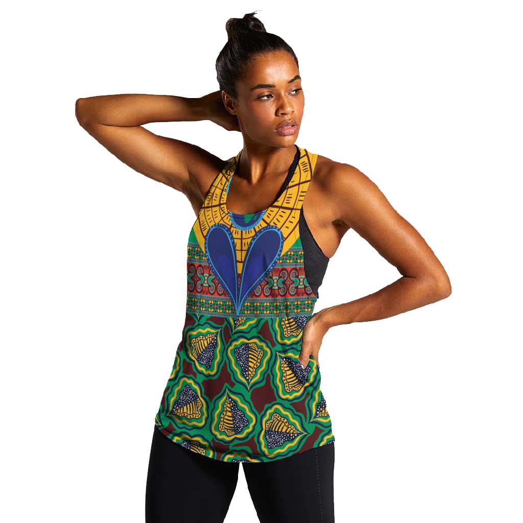 Afro Pattern Traditional Kanga Style Women Racerback Tank