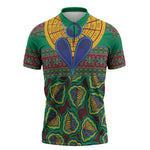 African Pattern Traditional Kanga Style Zipper Polo Shirt