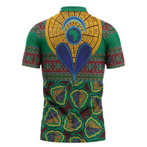 African Pattern Traditional Kanga Style Zipper Polo Shirt