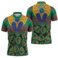 African Pattern Traditional Kanga Style Zipper Polo Shirt