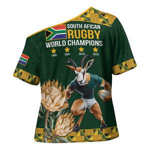 South Africa Rugby History World Champions Cross Shoulder Shirt Springboks Make History