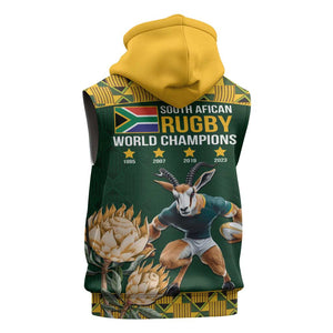 South Africa Rugby History World Champions Sleeveless Hoodie Springboks Make History - African Pride