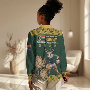 South Africa Rugby History World Champions Women Casual Shirt Springboks Make History LT9