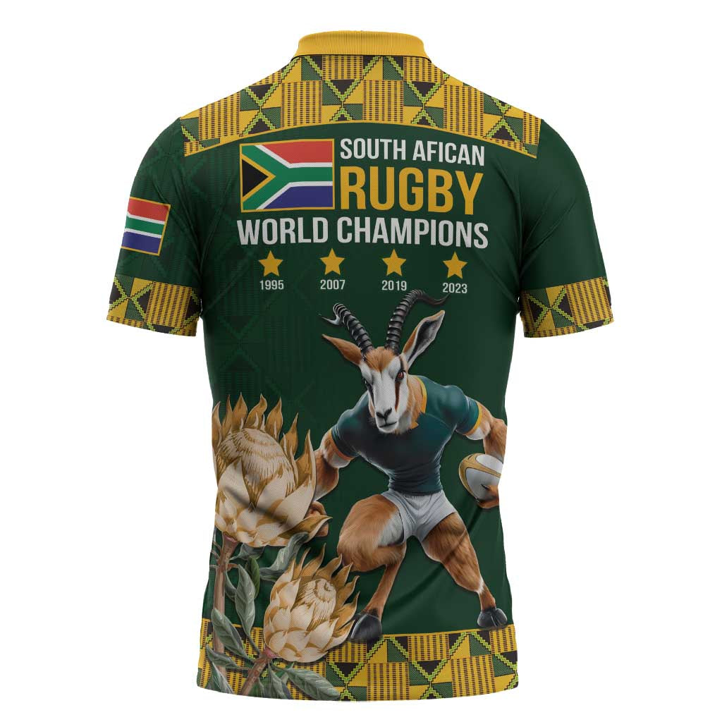 South Africa Rugby History World Champions Zipper Polo Shirt Springboks Make History