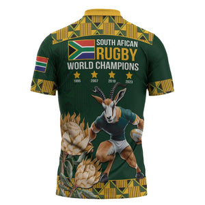 South Africa Rugby History World Champions Zipper Polo Shirt Springboks Make History
