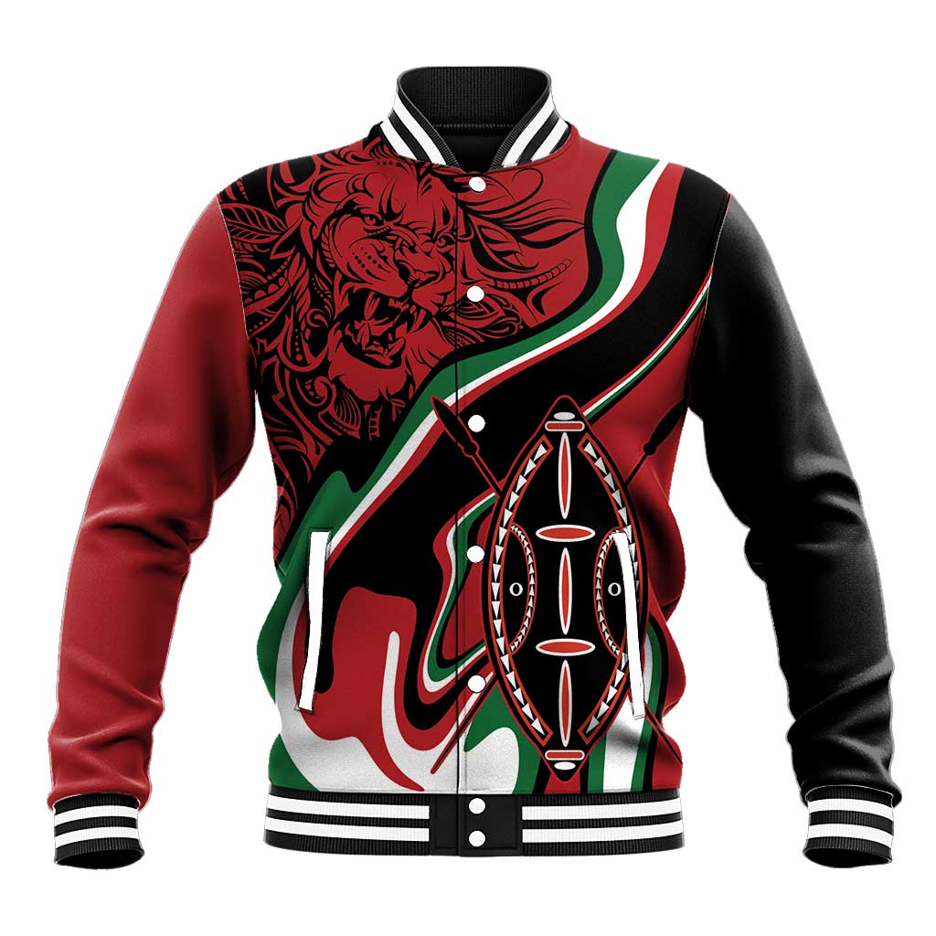 Happy Jamhuri Day Kenya Baseball Jacket Kenyan Lion and Maasai Shield