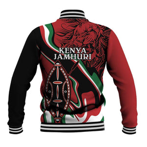 Happy Jamhuri Day Kenya Baseball Jacket Kenyan Lion and Maasai Shield