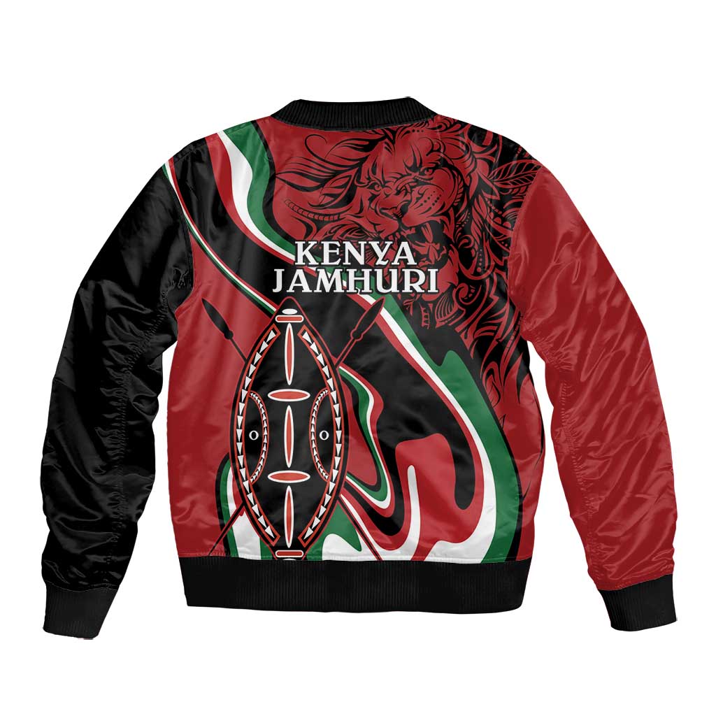 Happy Jamhuri Day Kenya Bomber Jacket Kenyan Lion and Maasai Shield