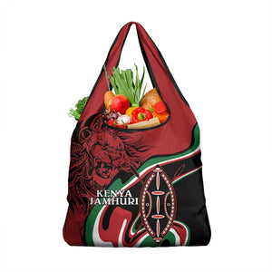 Happy Jamhuri Day Kenya Grocery Bag Kenyan Lion and Maasai Shield