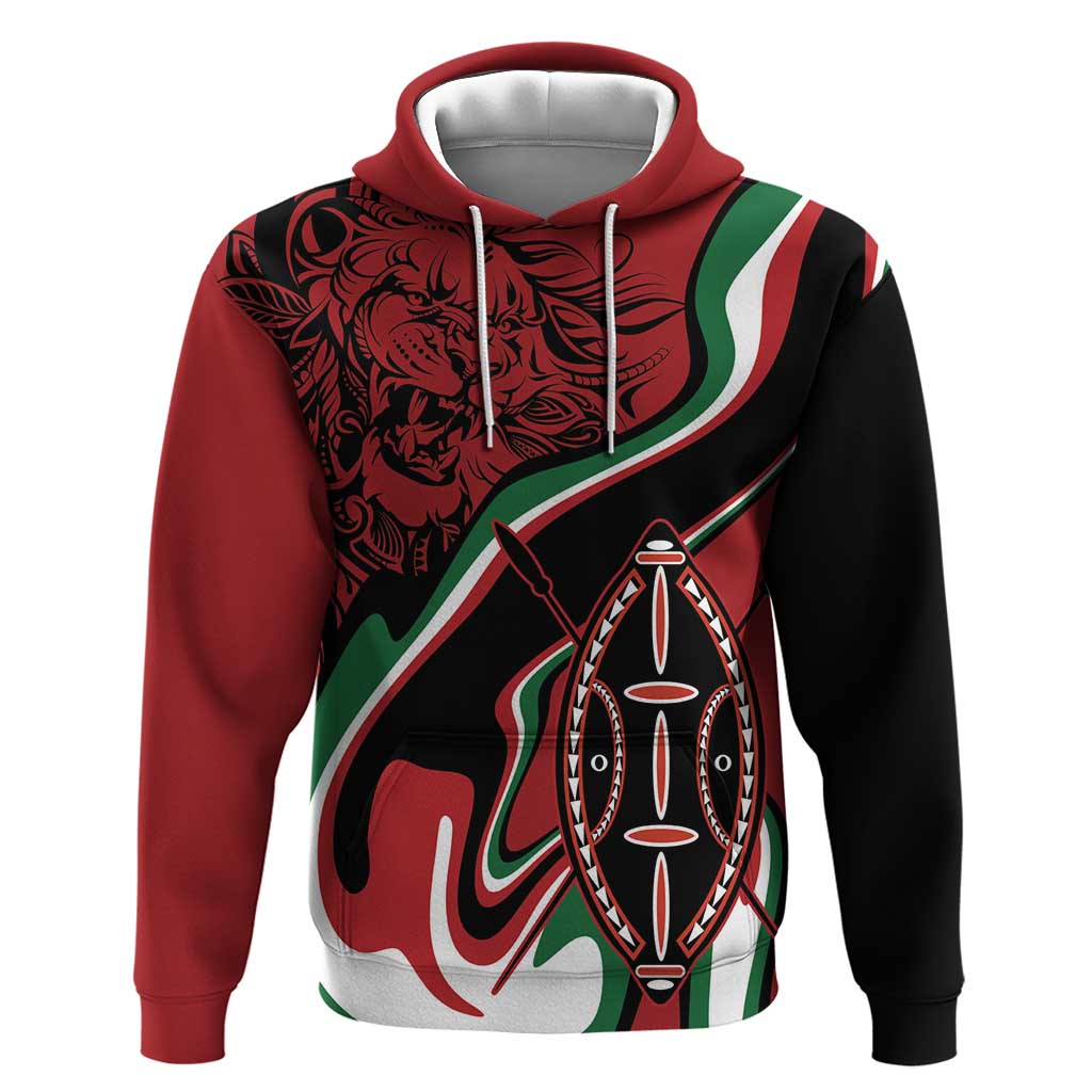 Happy Jamhuri Day Kenya Hoodie Kenyan Lion and Maasai Shield