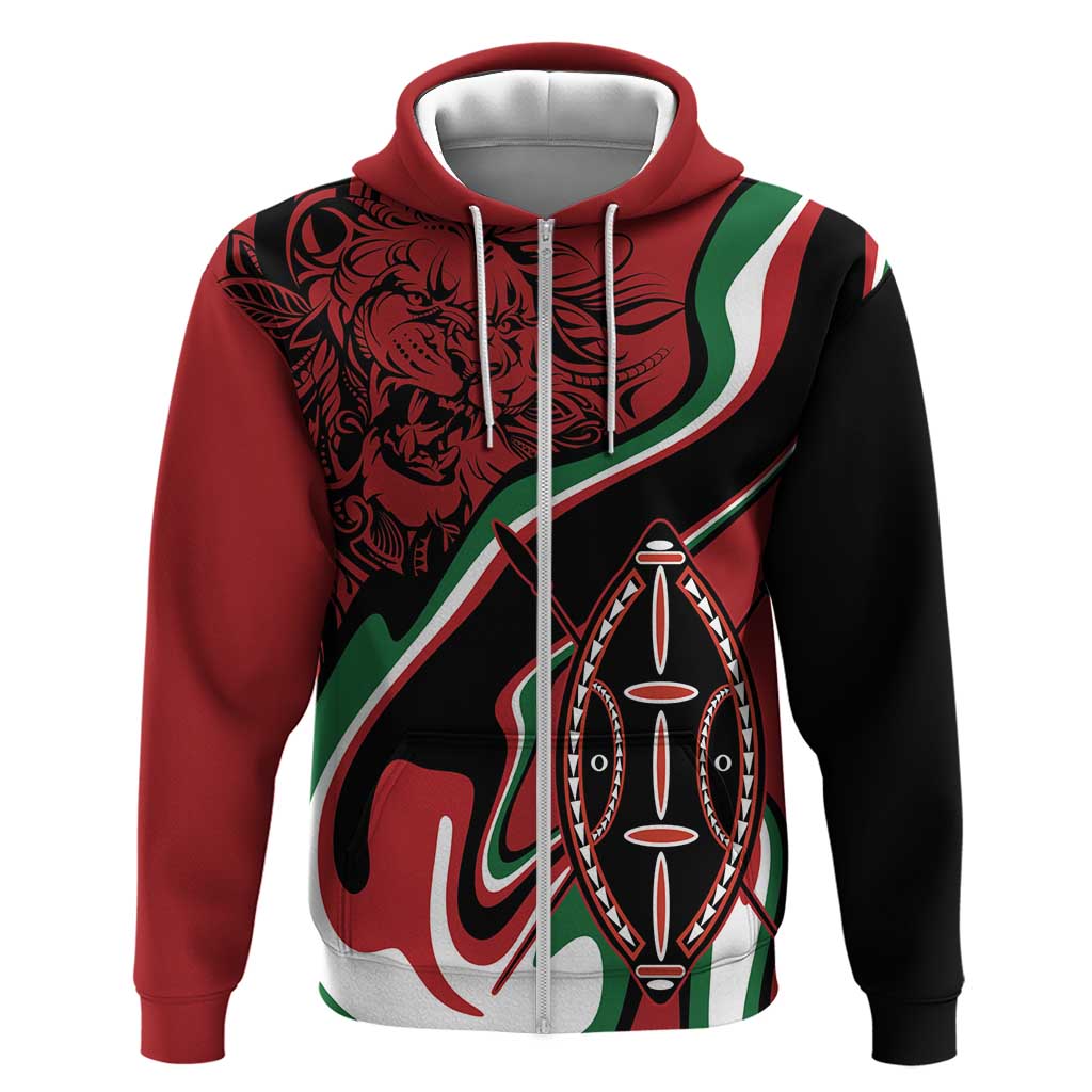 Happy Jamhuri Day Kenya Hoodie Kenyan Lion and Maasai Shield