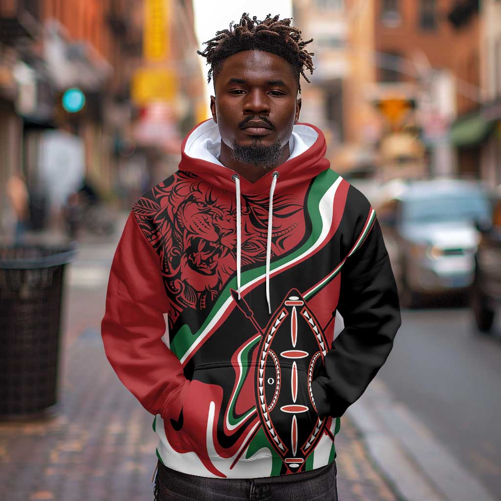 Happy Jamhuri Day Kenya Hoodie Kenyan Lion and Maasai Shield