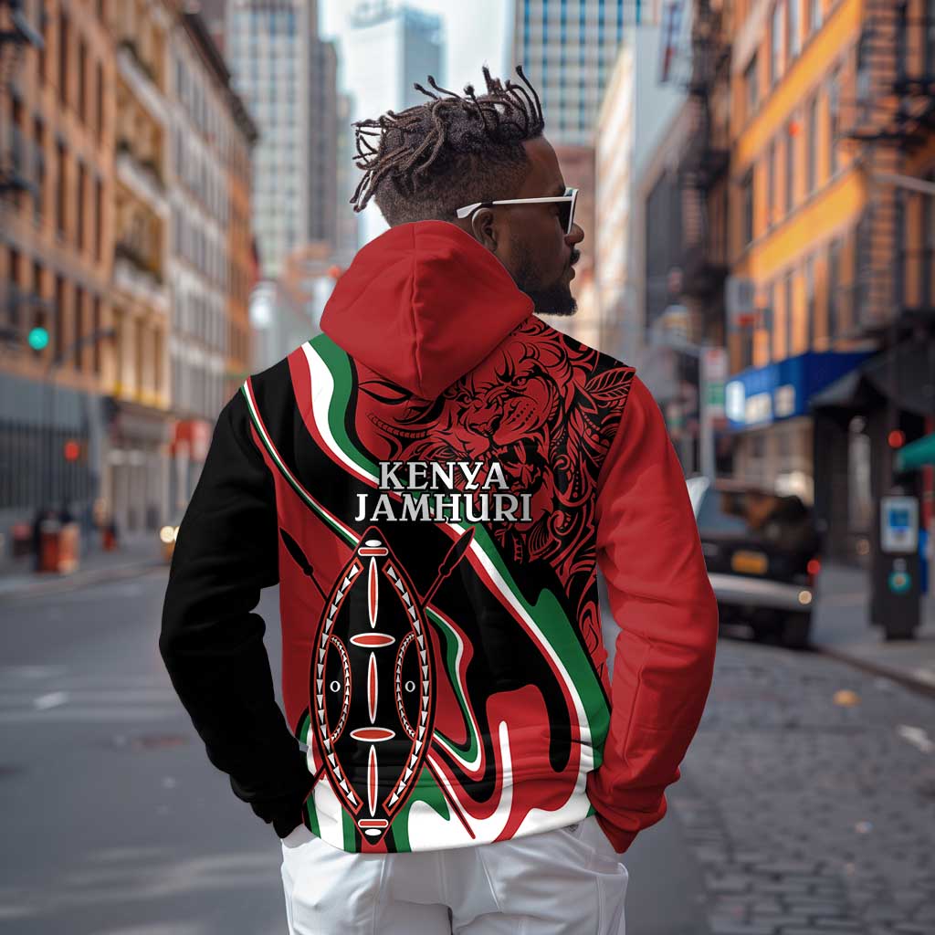 Happy Jamhuri Day Kenya Hoodie Kenyan Lion and Maasai Shield