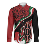 Happy Jamhuri Day Kenya Long Sleeve Button Shirt Kenyan Lion and Maasai Shield