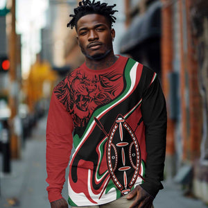 Happy Jamhuri Day Kenya Long Sleeve Shirt Kenyan Lion and Maasai Shield